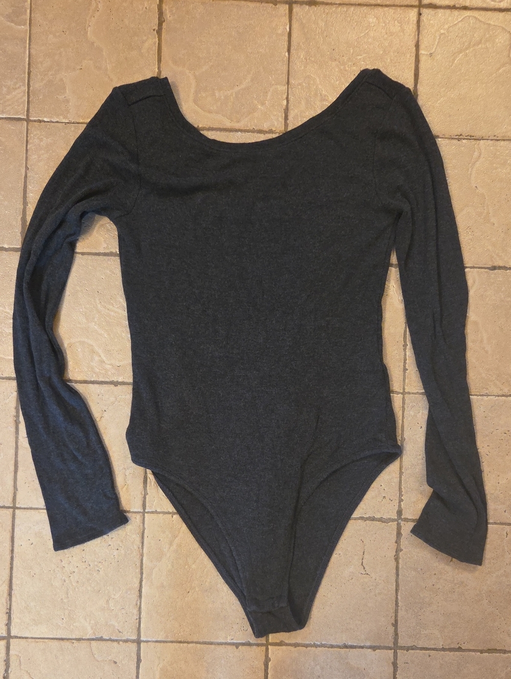 Gap Gray Long Sleeve Scoop Neck Tshirt Bodysuit
